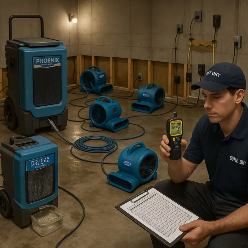 Structural Drying and Dehumidification process in McGuire AFB, NJ